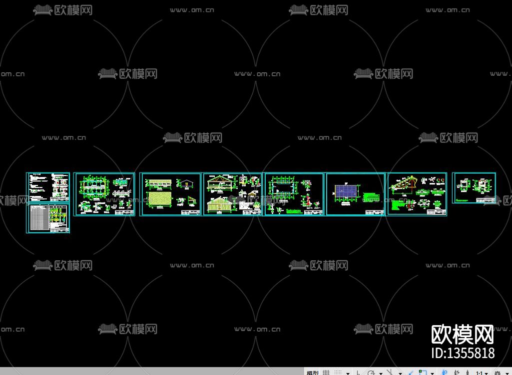 一整套养猪场建筑cad施工图下载（渲染图9）