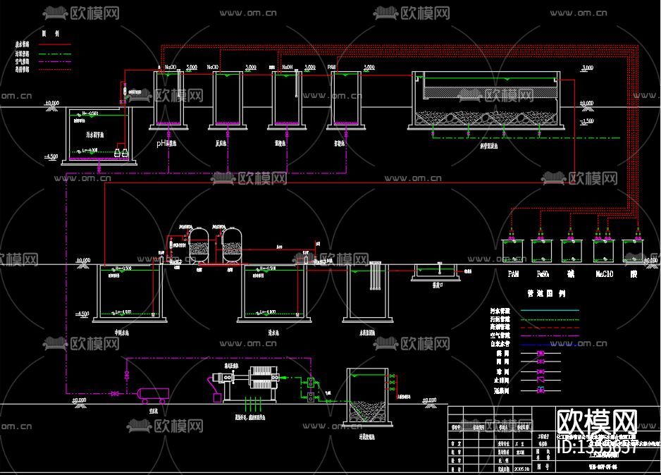 污水处理厂cad施工图下载（渲染图2）
