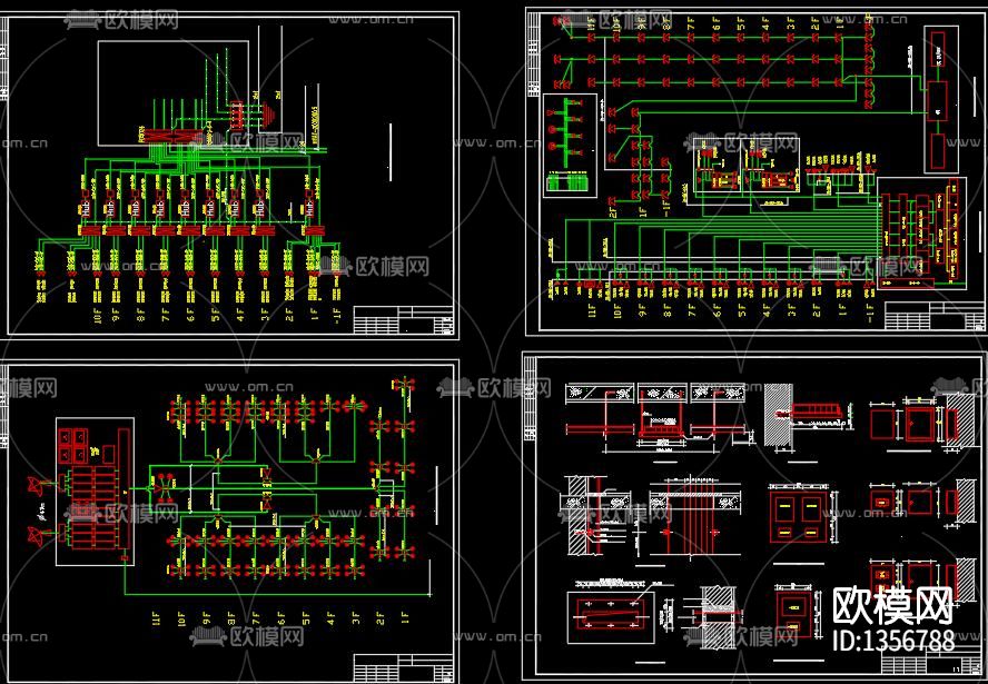 网信网络中心电讯设施cad施工图下载（渲染图5）