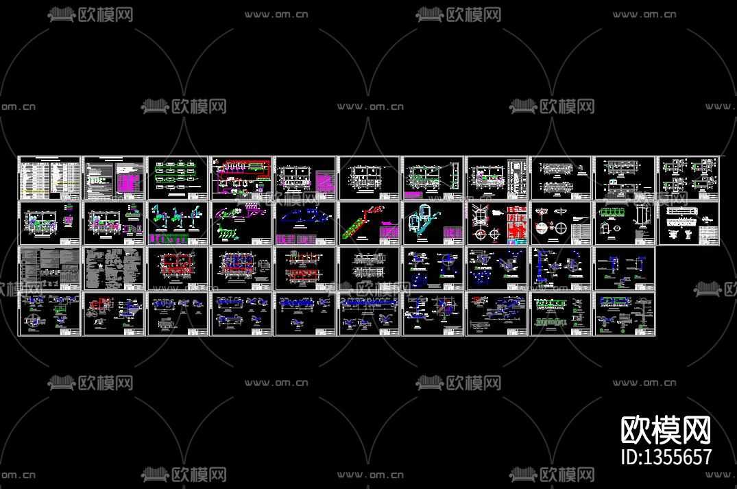 污水处理厂cad施工图下载（渲染图7）
