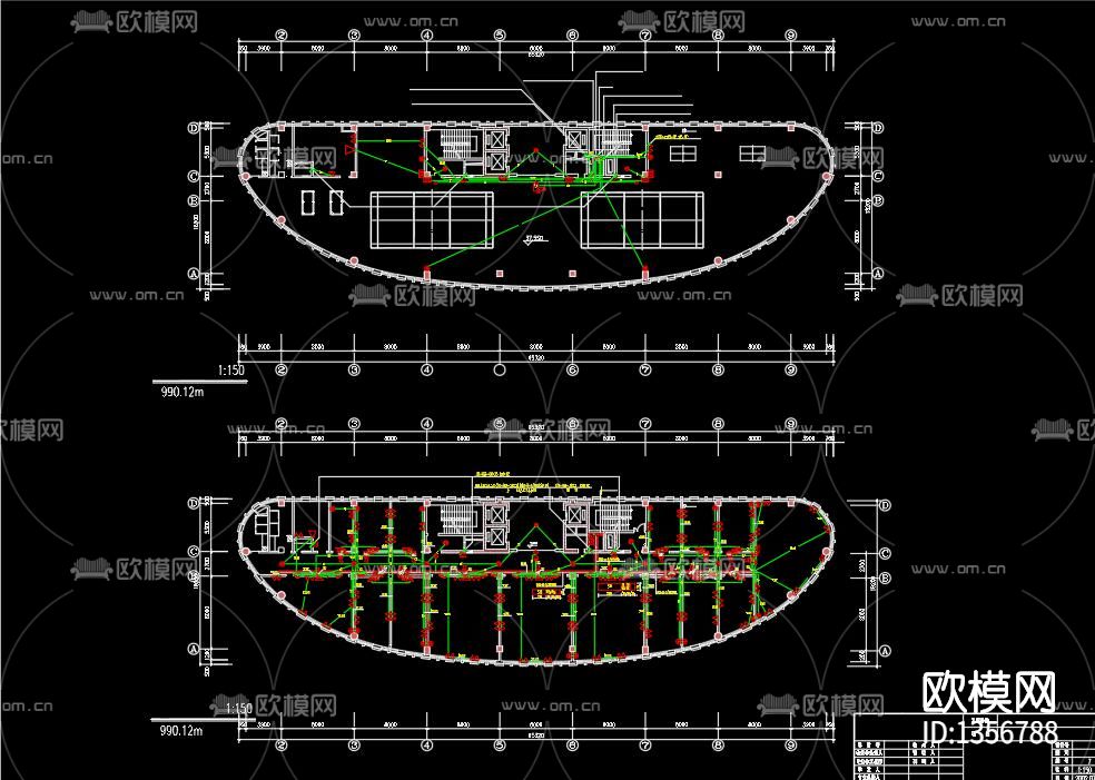 网信网络中心电讯设施cad施工图下载（渲染图1）