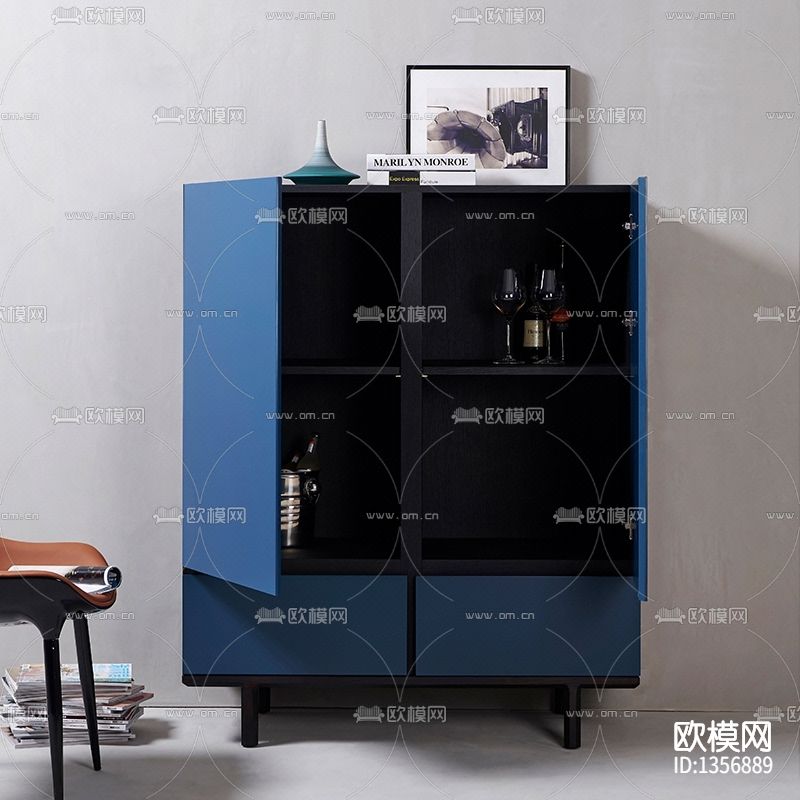 现代极简创意实木储物柜下载（渲染图7）