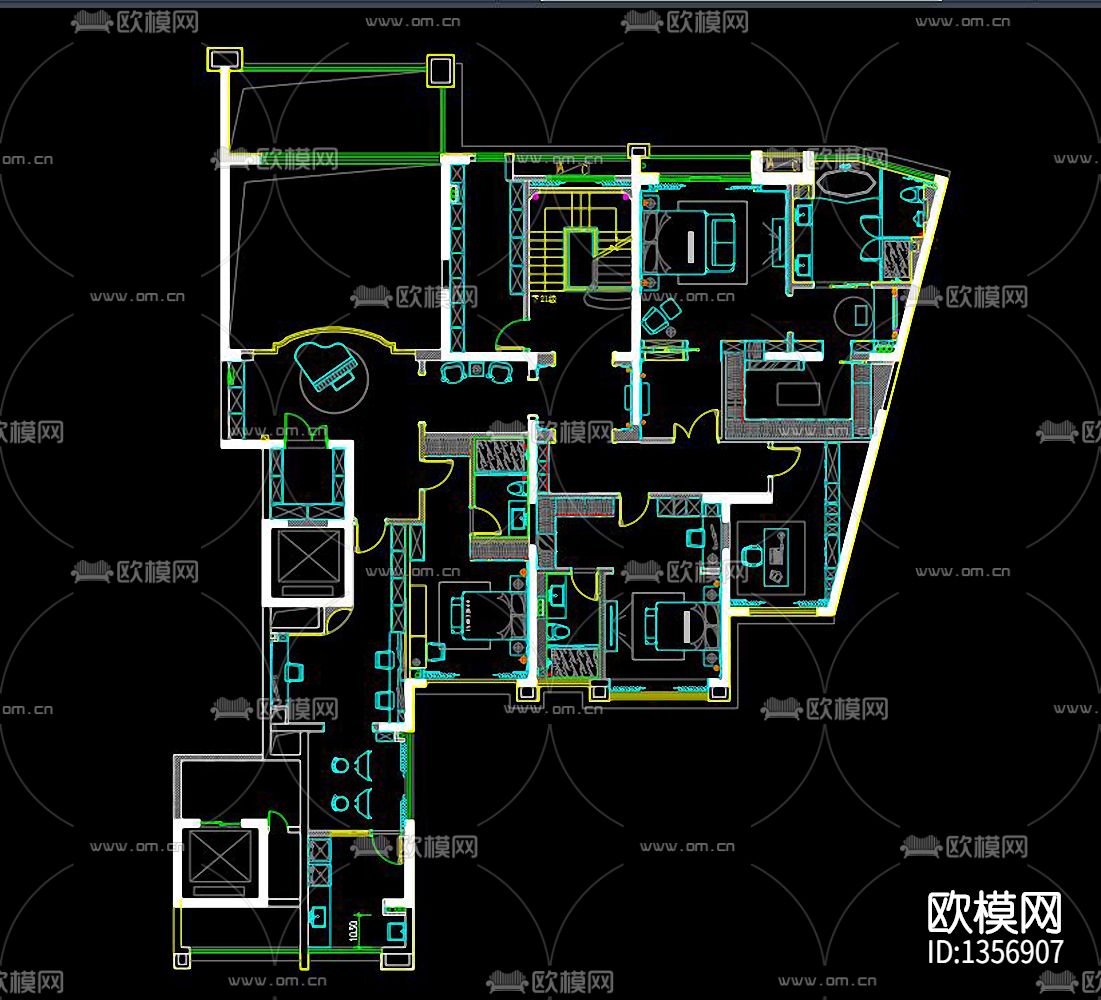 美式别墅施工图cad施工图