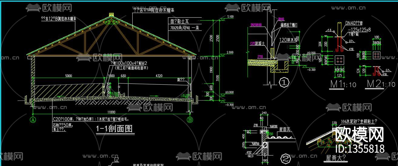 一整套养猪场建筑cad施工图下载（渲染图3）