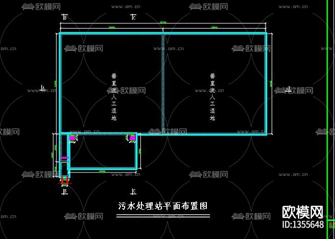 污水处理厂cad施工图下载（渲染图1）