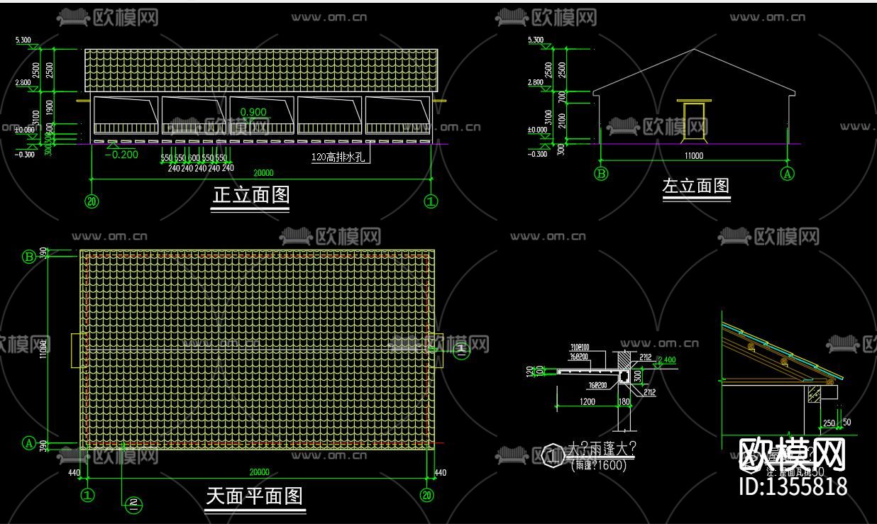 一整套养猪场建筑cad施工图下载（渲染图2）