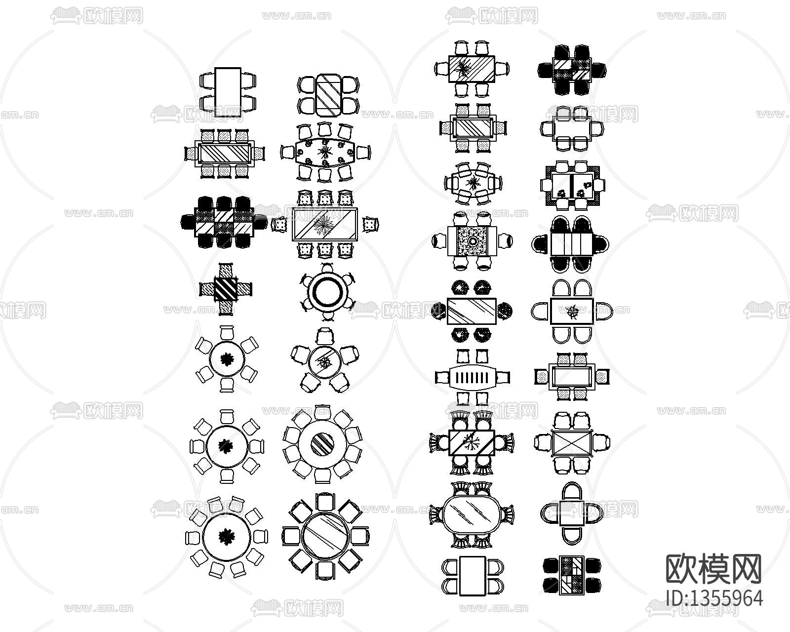 餐桌椅cad图库下载（渲染图3）