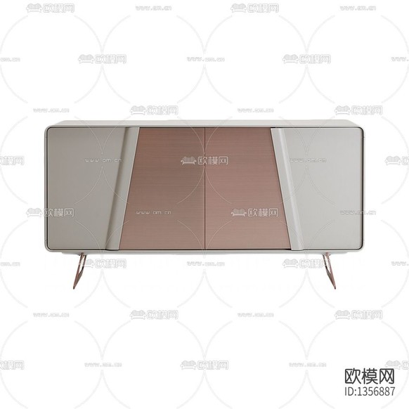 现代轻奢实木不锈钢储物柜下载(渲染图1)