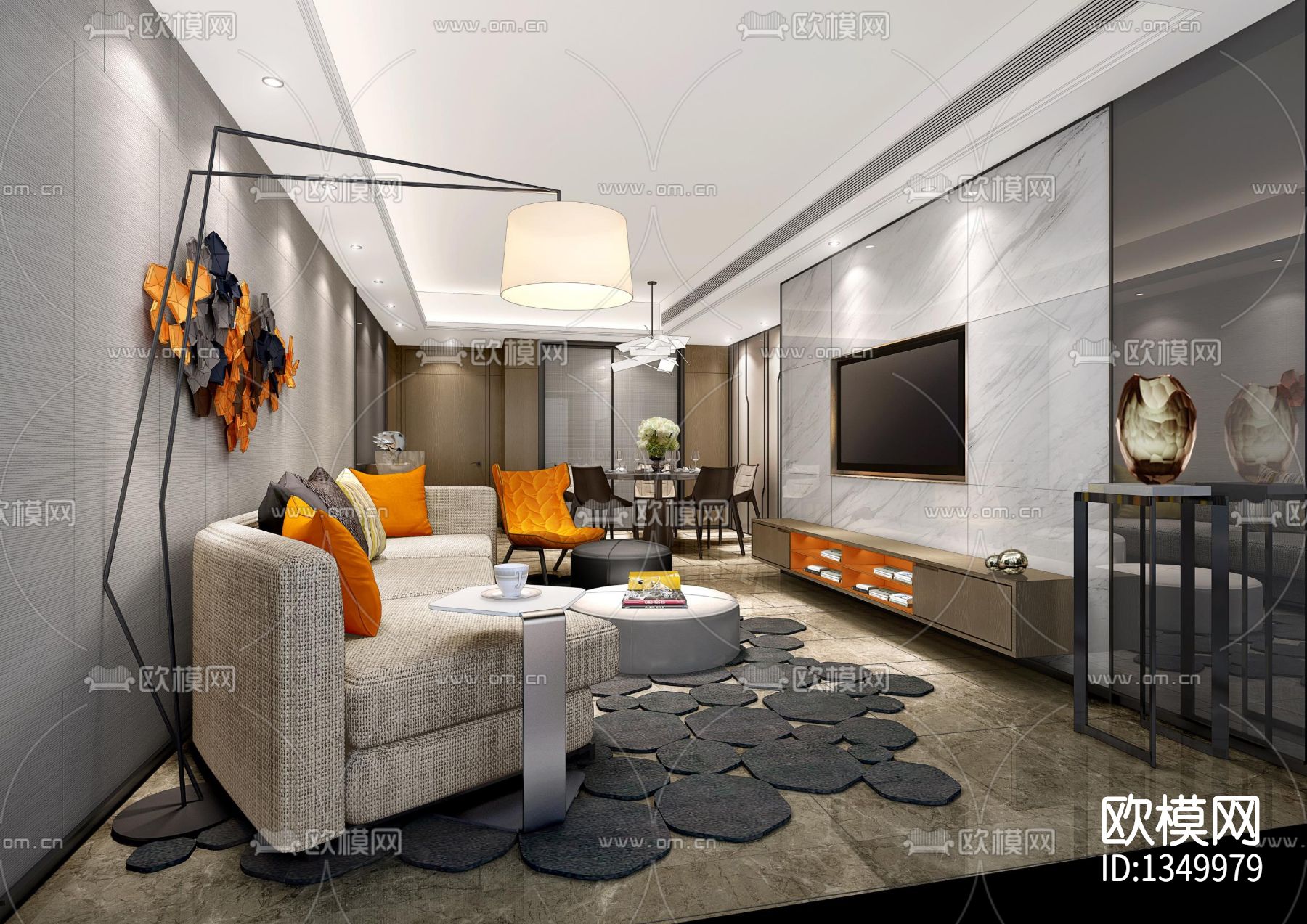 样板间cad施工图下载（渲染图2）