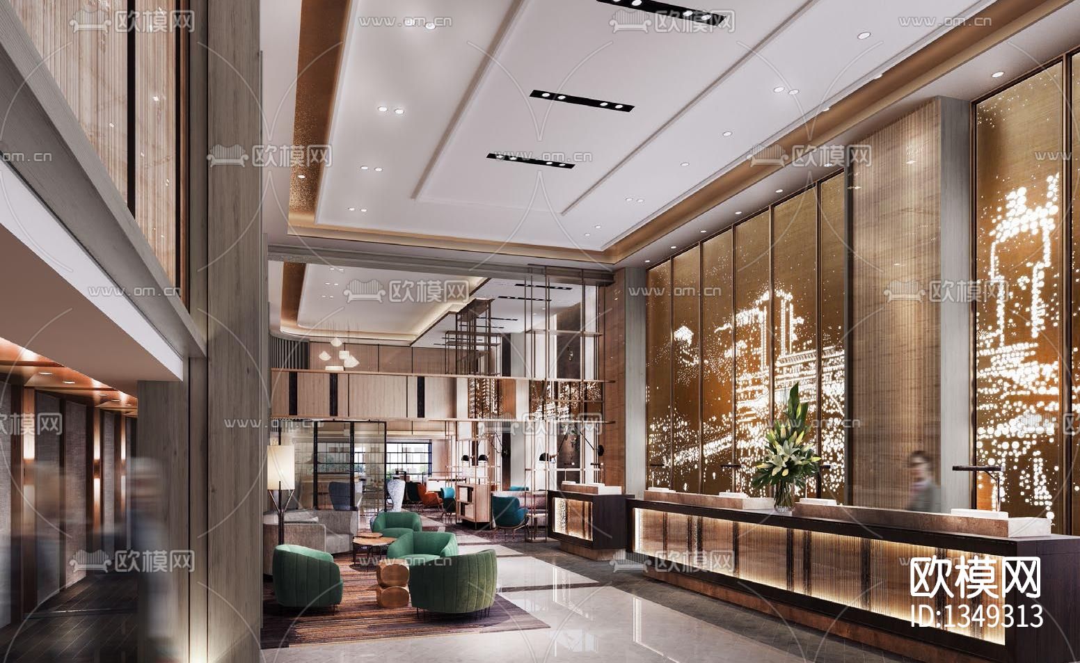 成都木莲庄酒店cad施工图下载（渲染图1）