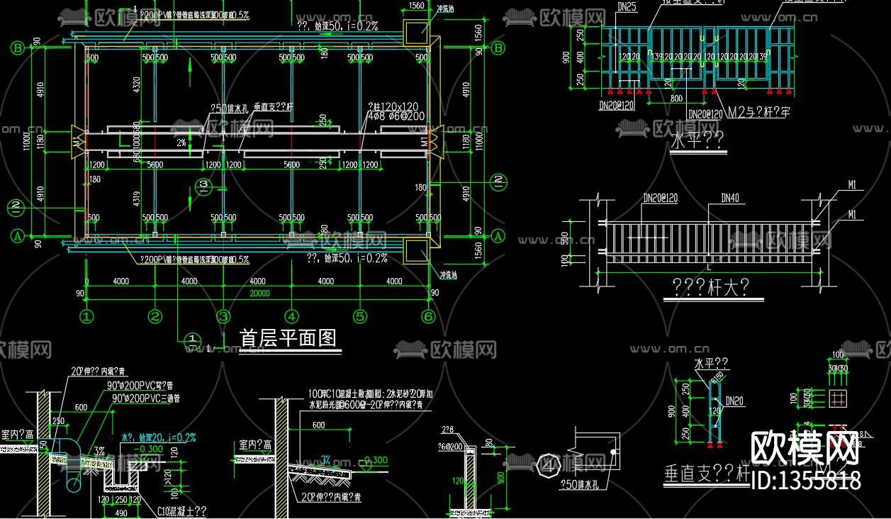一整套养猪场建筑cad施工图下载（渲染图1）