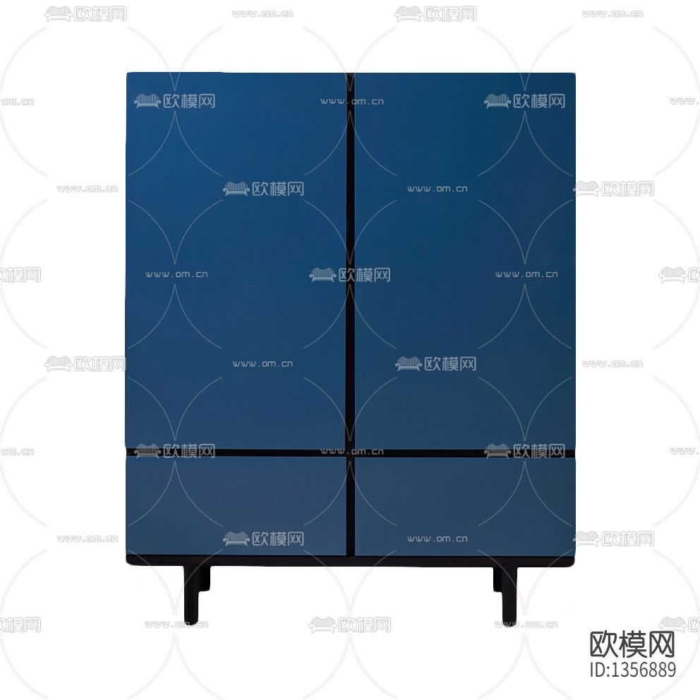 现代极简创意实木储物柜下载（渲染图1）