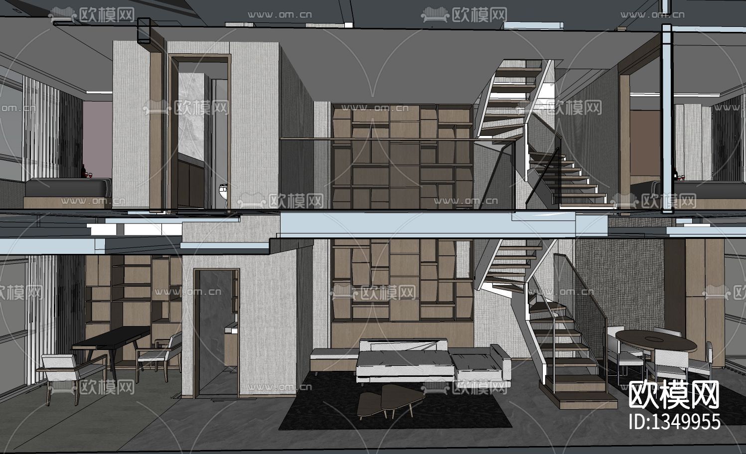 样板间设计cad施工图下载（渲染图8）