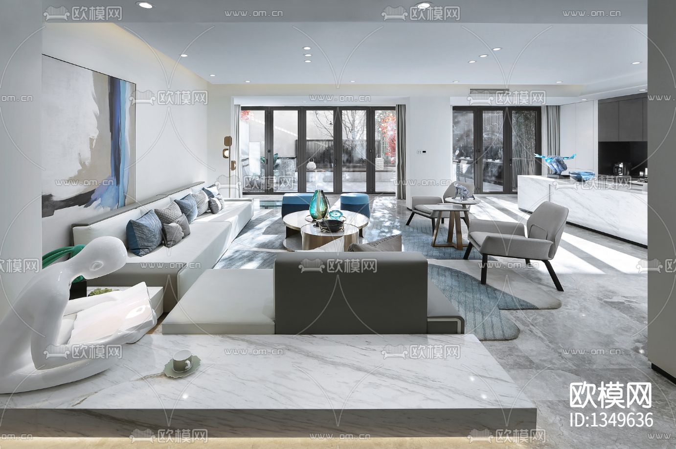 北京亿城燕西华府联排别墅cad施工图下载（渲染图1）