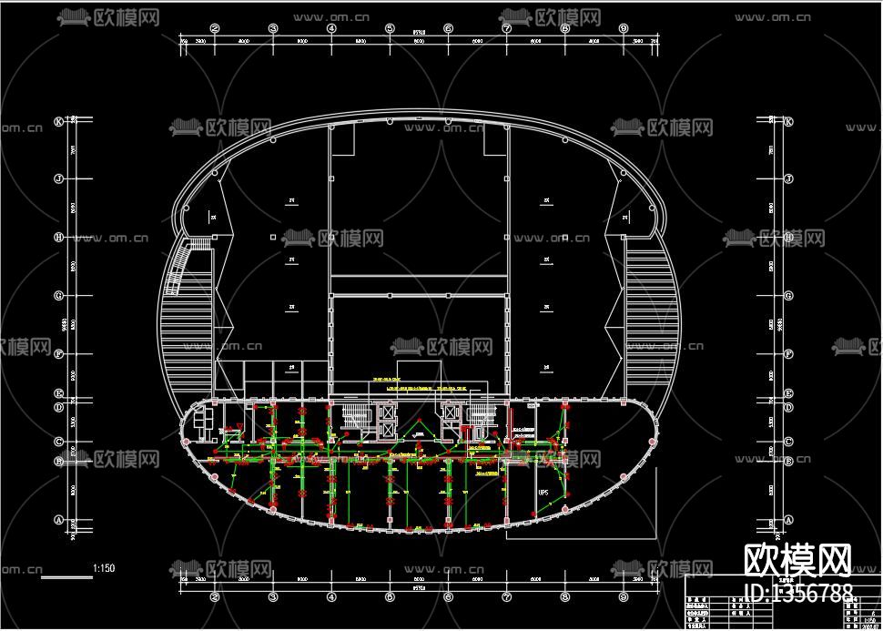 网信网络中心电讯设施cad施工图下载（渲染图4）