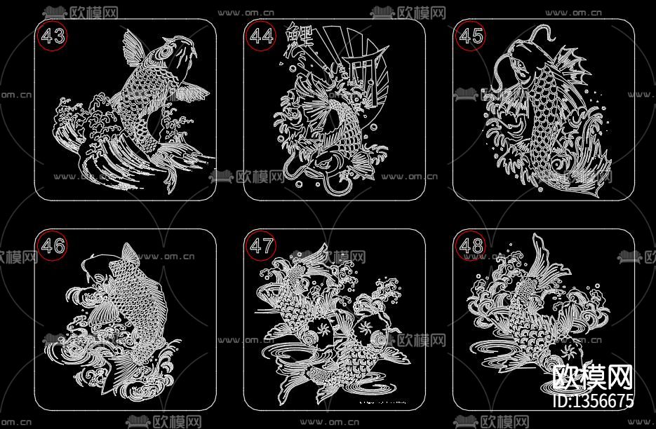 鲤鱼锦鲤cad图库下载（渲染图6）