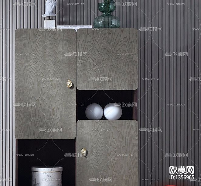 现代轻奢创意实木储物柜