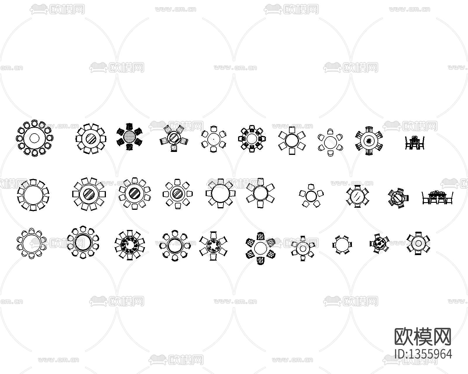 餐桌椅cad图库下载（渲染图1）
