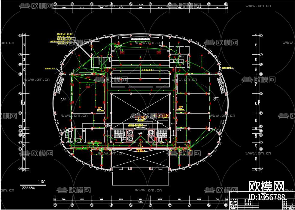 网信网络中心电讯设施cad施工图下载（渲染图2）