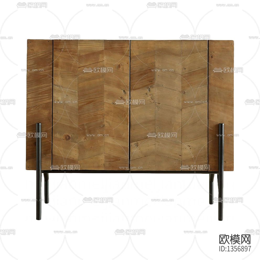 美式复古做旧实木不锈钢储物柜下载