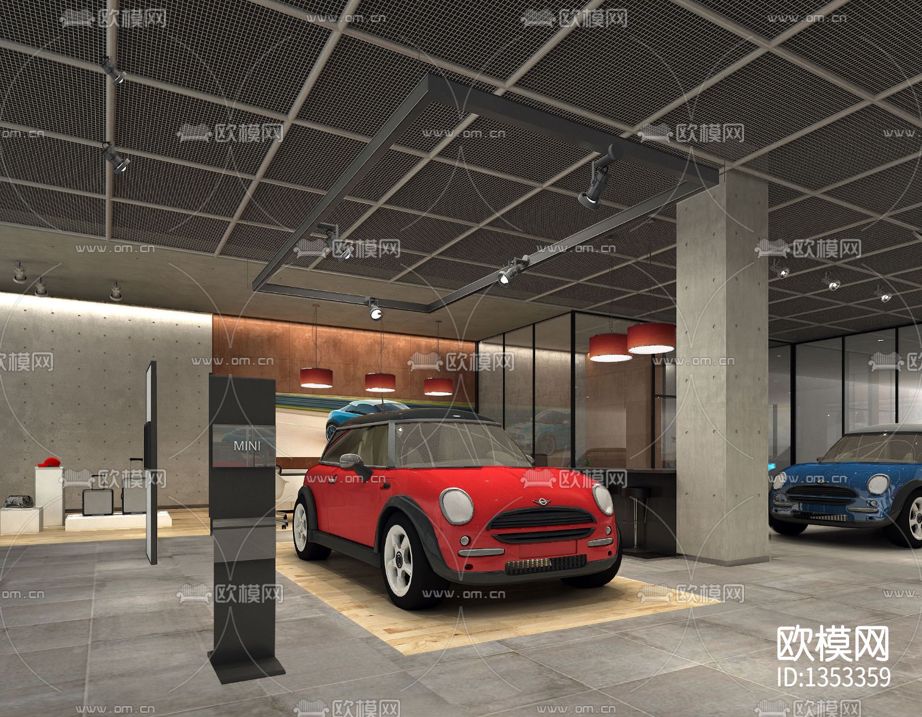 汽车展厅CAD施工图下载（渲染图3）