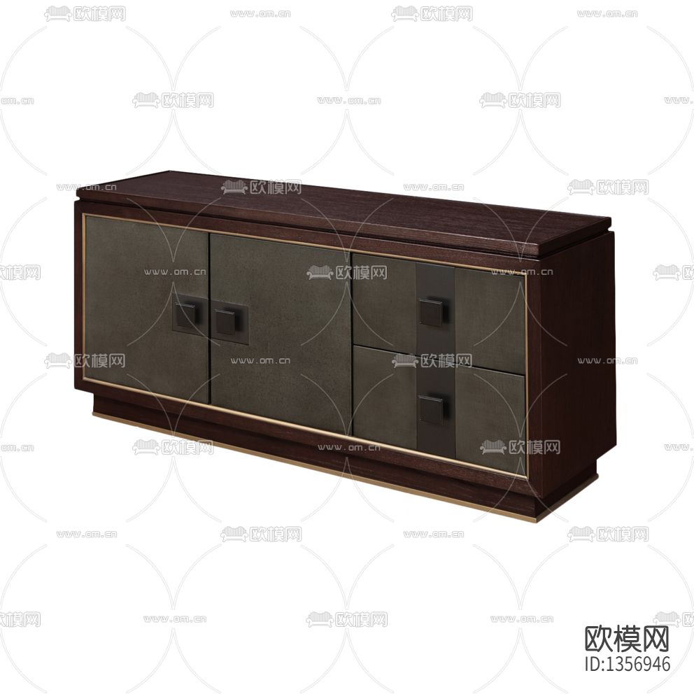 新中式做旧实木不锈钢储物柜下载（渲染图1）