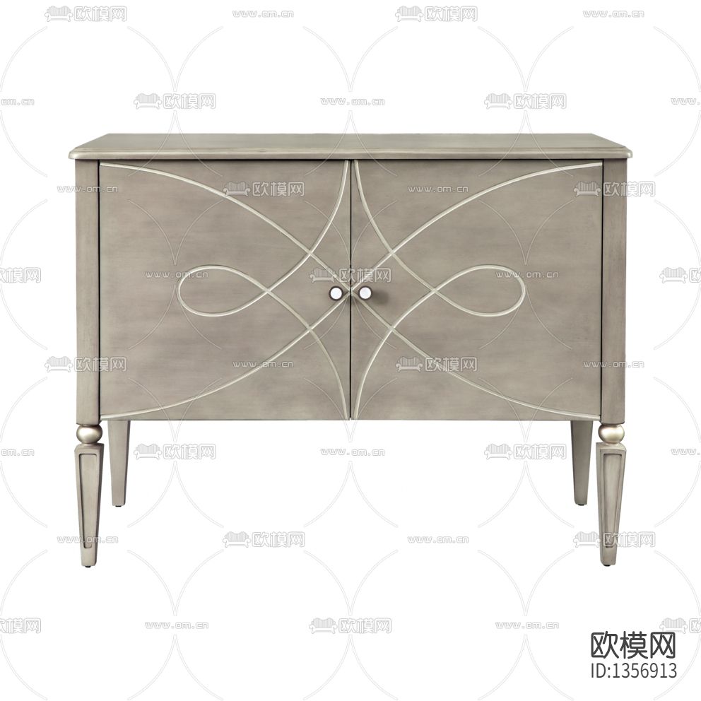 美式简约雕花实木储物柜下载（渲染图1）