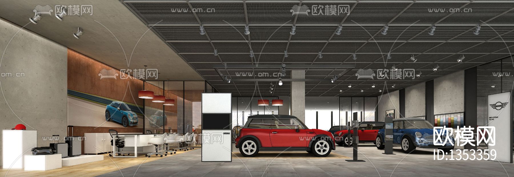 汽车展厅CAD施工图下载（渲染图2）