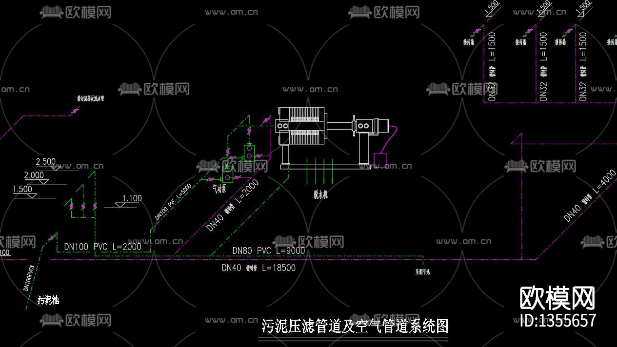 污水处理厂cad施工图下载（渲染图5）