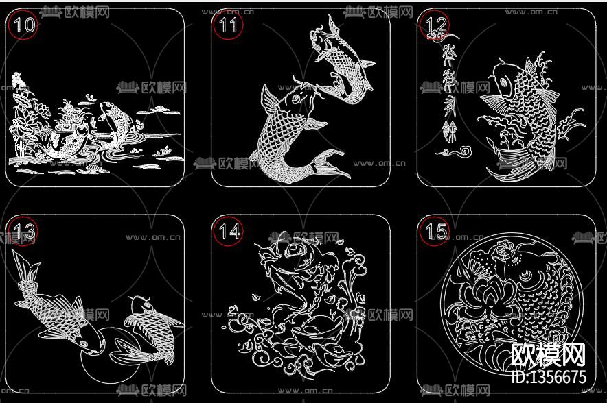 鲤鱼锦鲤cad图库下载（渲染图3）