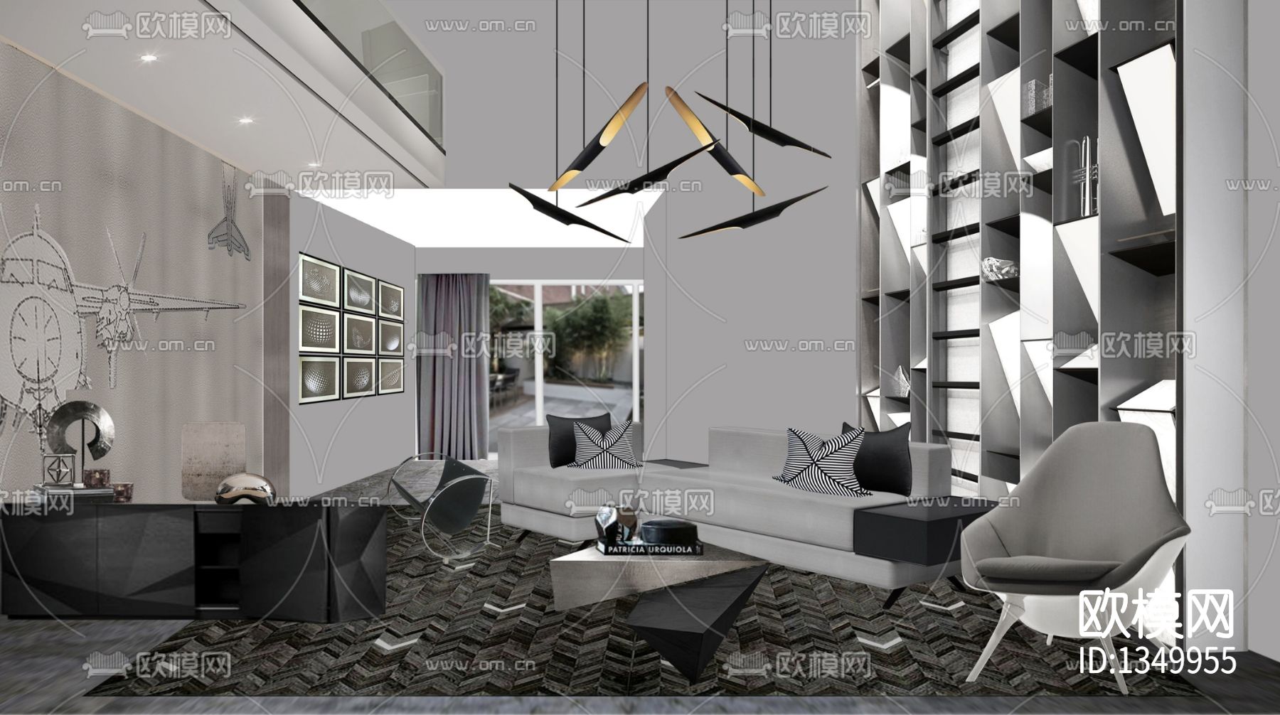 样板间设计cad施工图下载（渲染图1）