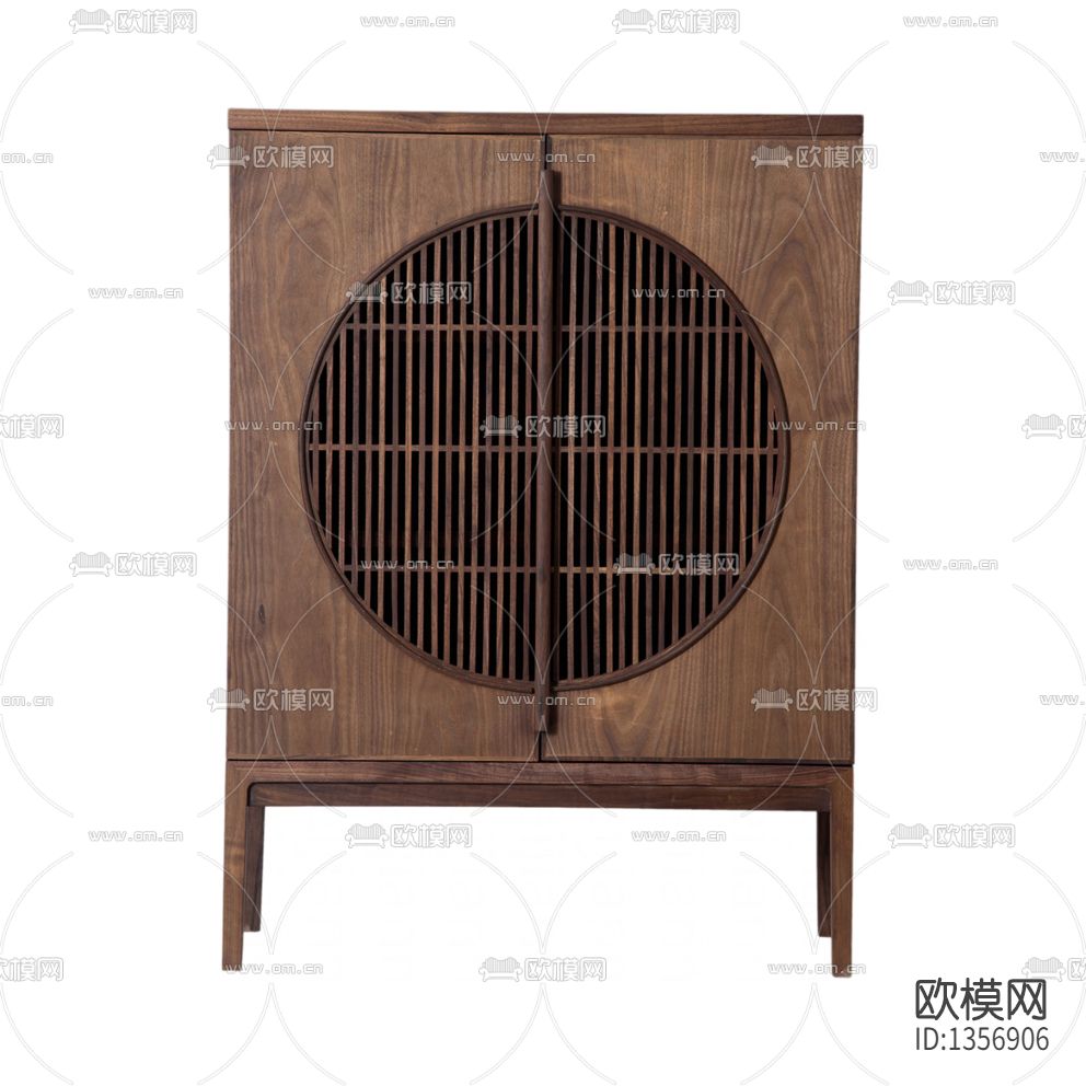 新中式禅意实木储物柜下载（渲染图1）