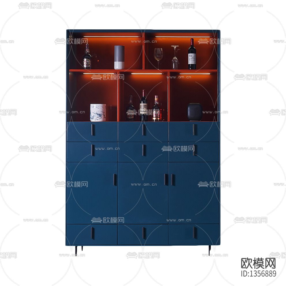 现代极简创意实木储物柜下载（渲染图6）