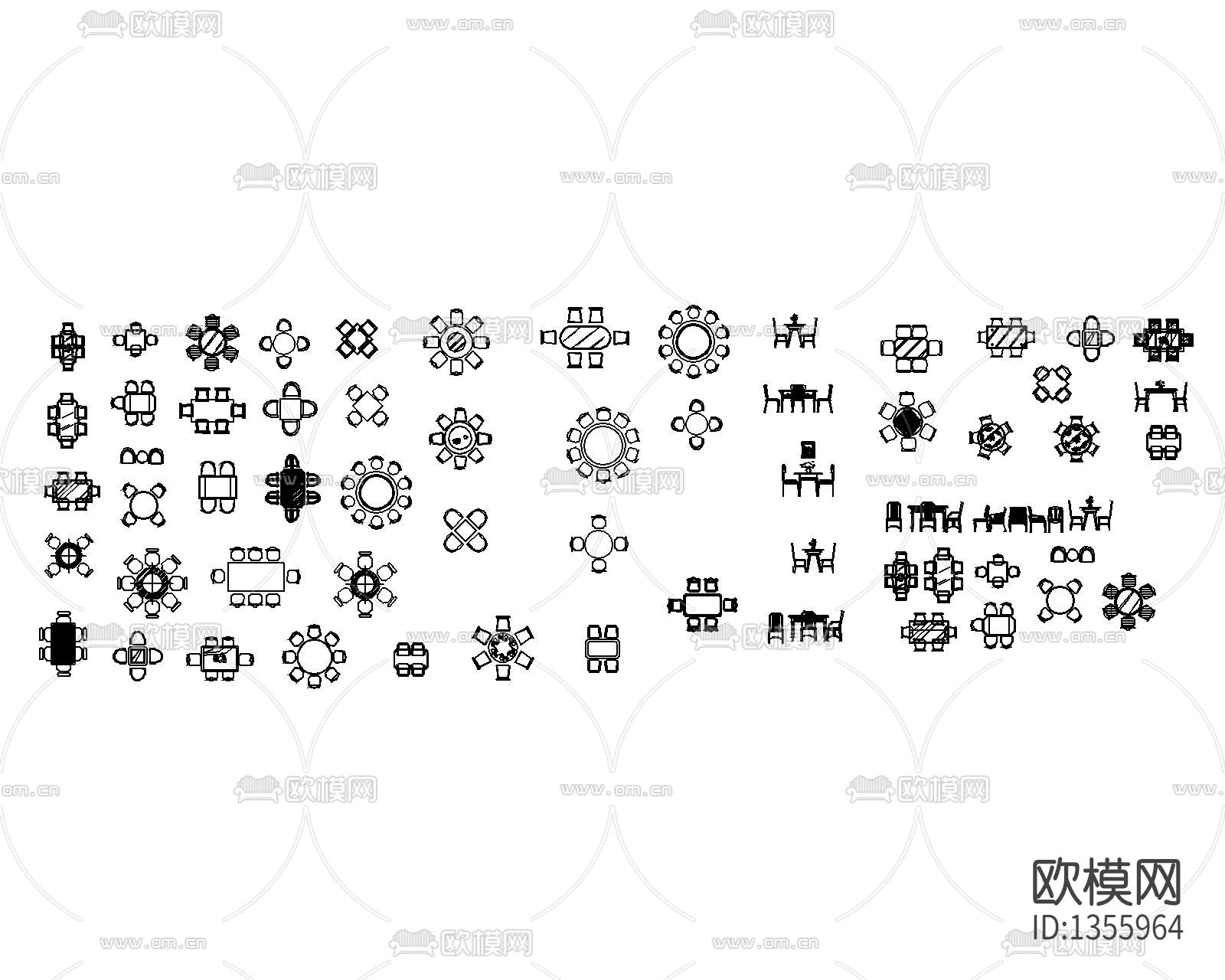 餐桌椅cad图库下载（渲染图4）
