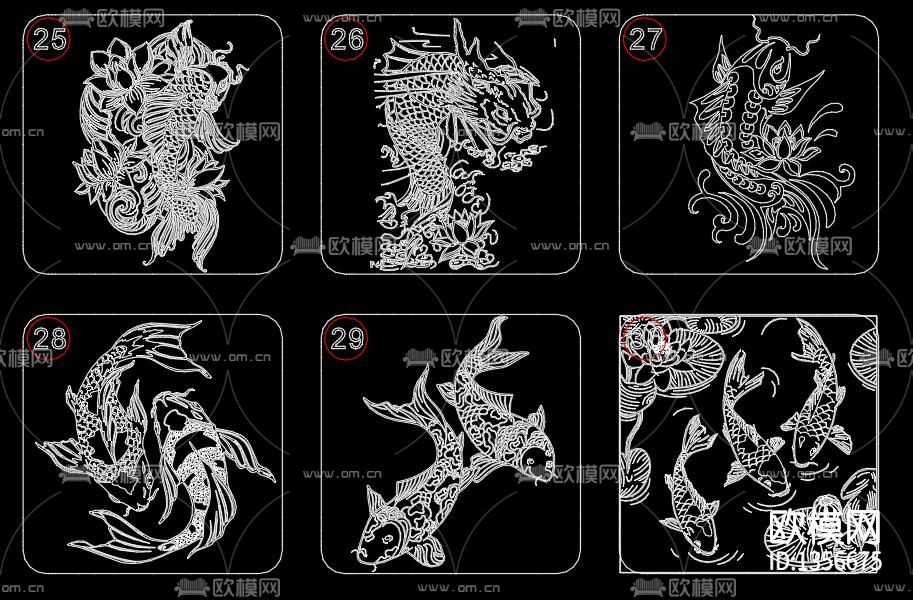 鲤鱼锦鲤cad图库下载（渲染图5）