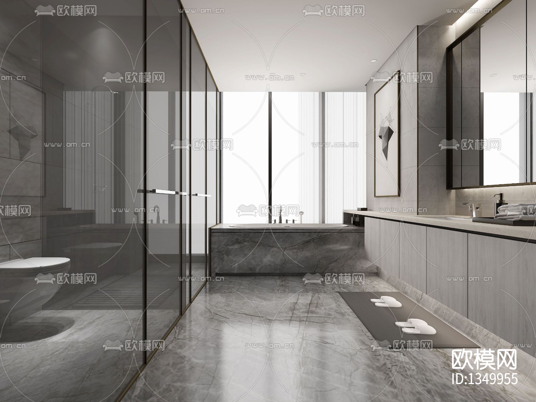 样板间设计cad施工图下载（渲染图2）