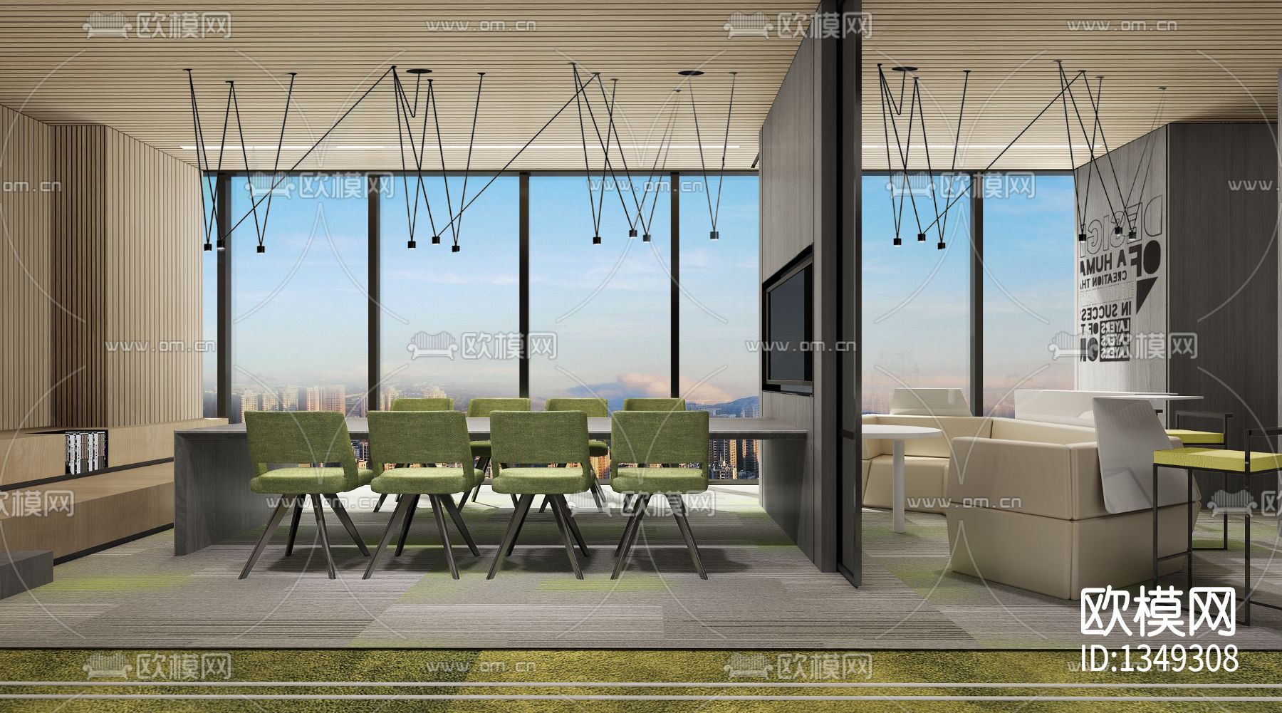 旭辉广场科创办公样板房cad施工图下载（渲染图2）