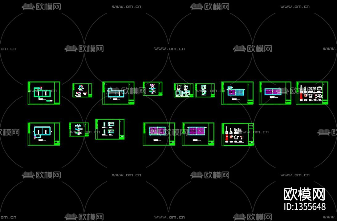 污水处理厂cad施工图下载（渲染图6）