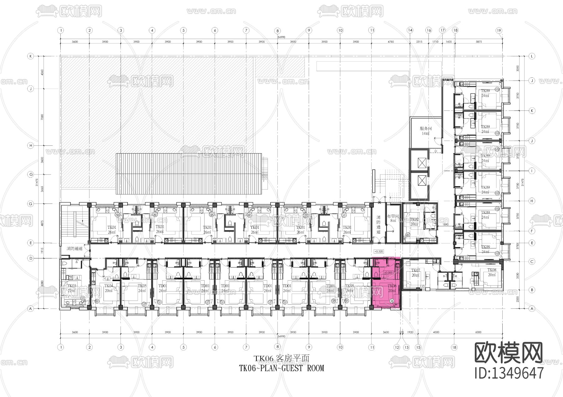 成都春熙路万枫酒店cad施工图下载（渲染图8）