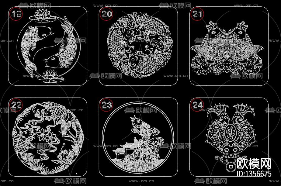 鲤鱼锦鲤cad图库下载（渲染图4）