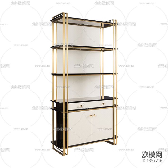 现代轻奢实木不锈钢书柜