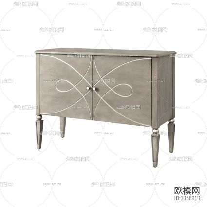 美式简约雕花实木储物柜下载（渲染图2）