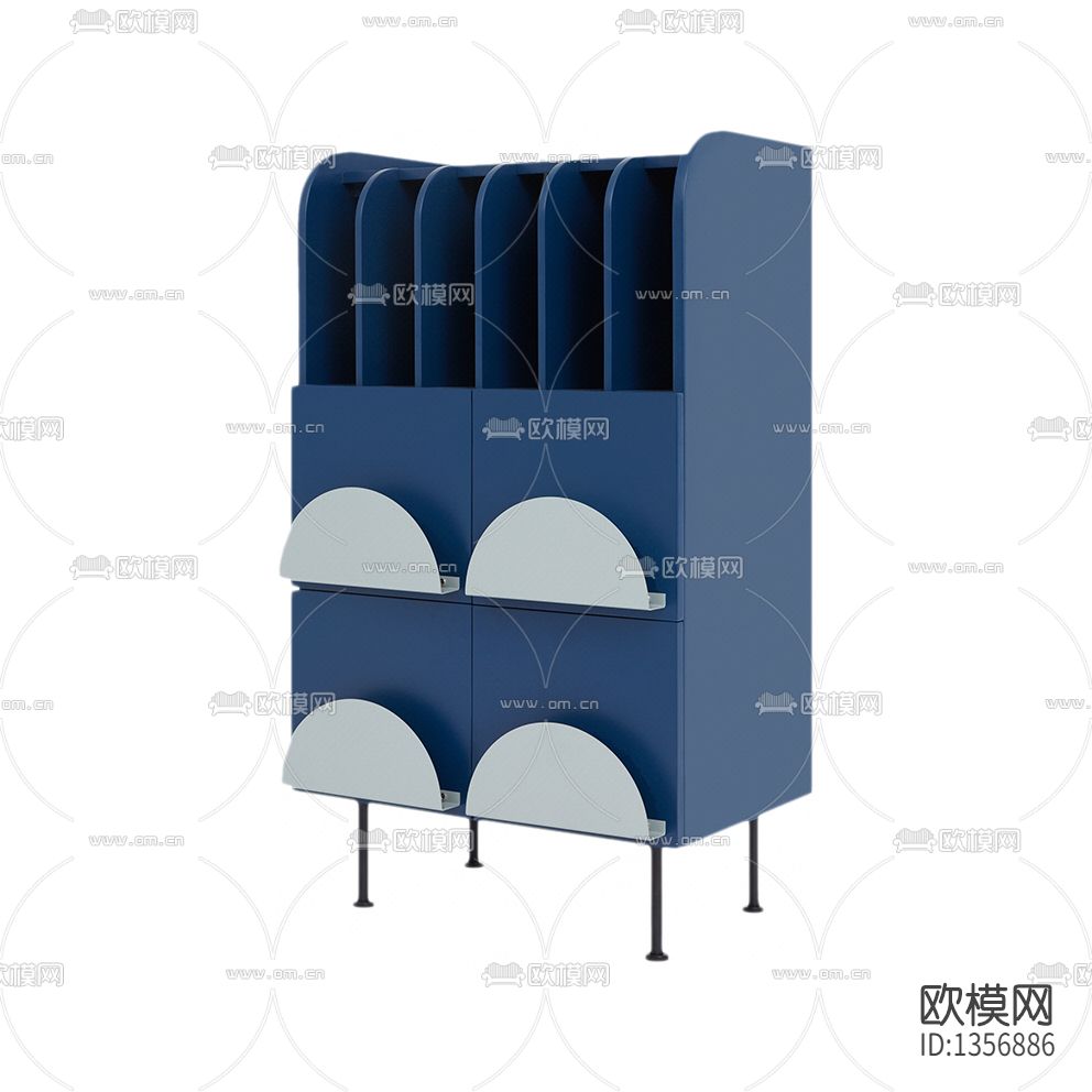 北欧创意实木储物柜下载（渲染图1）