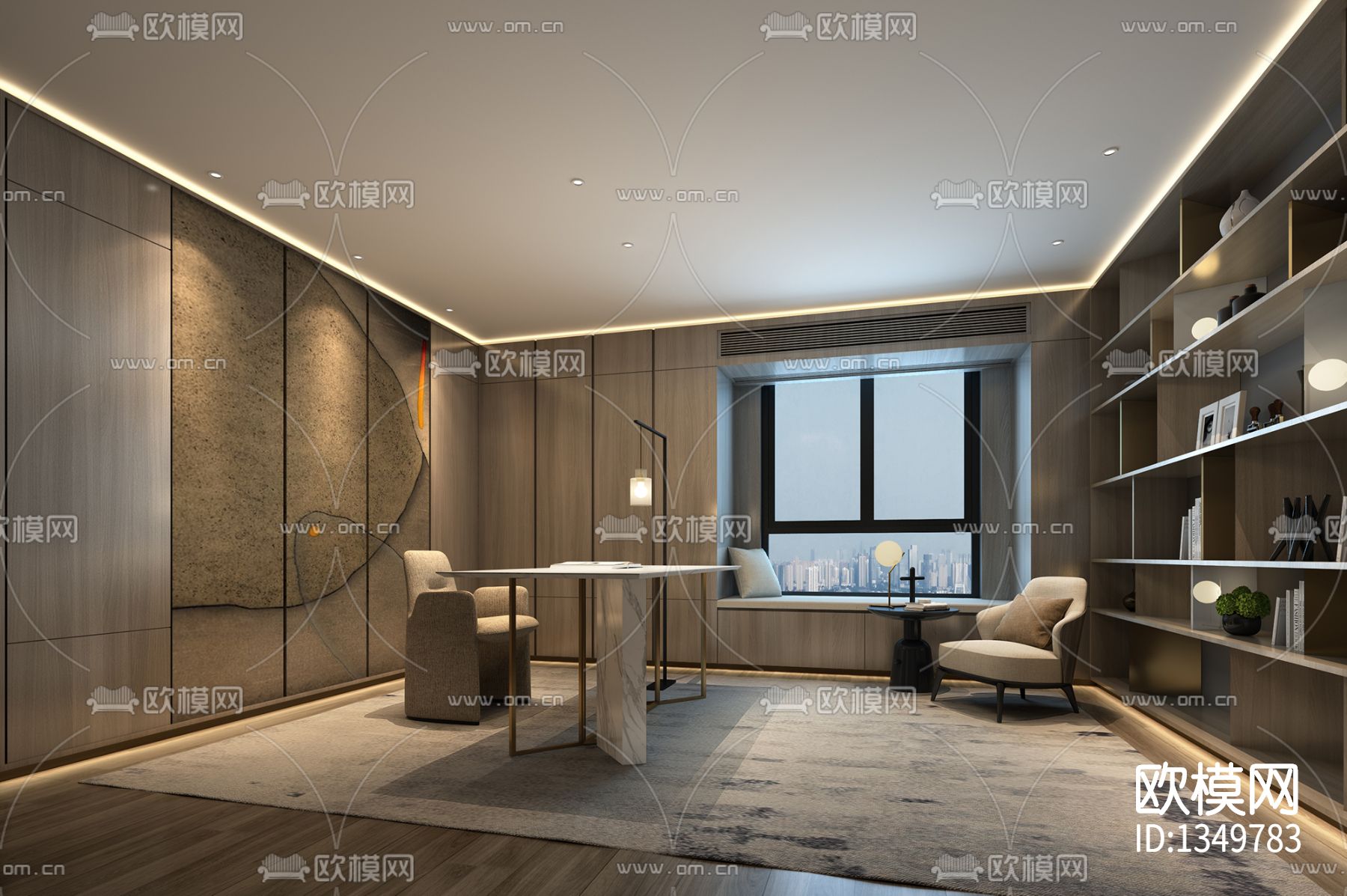 武汉天地云廷大平层私宅cad施工图下载（渲染图7）