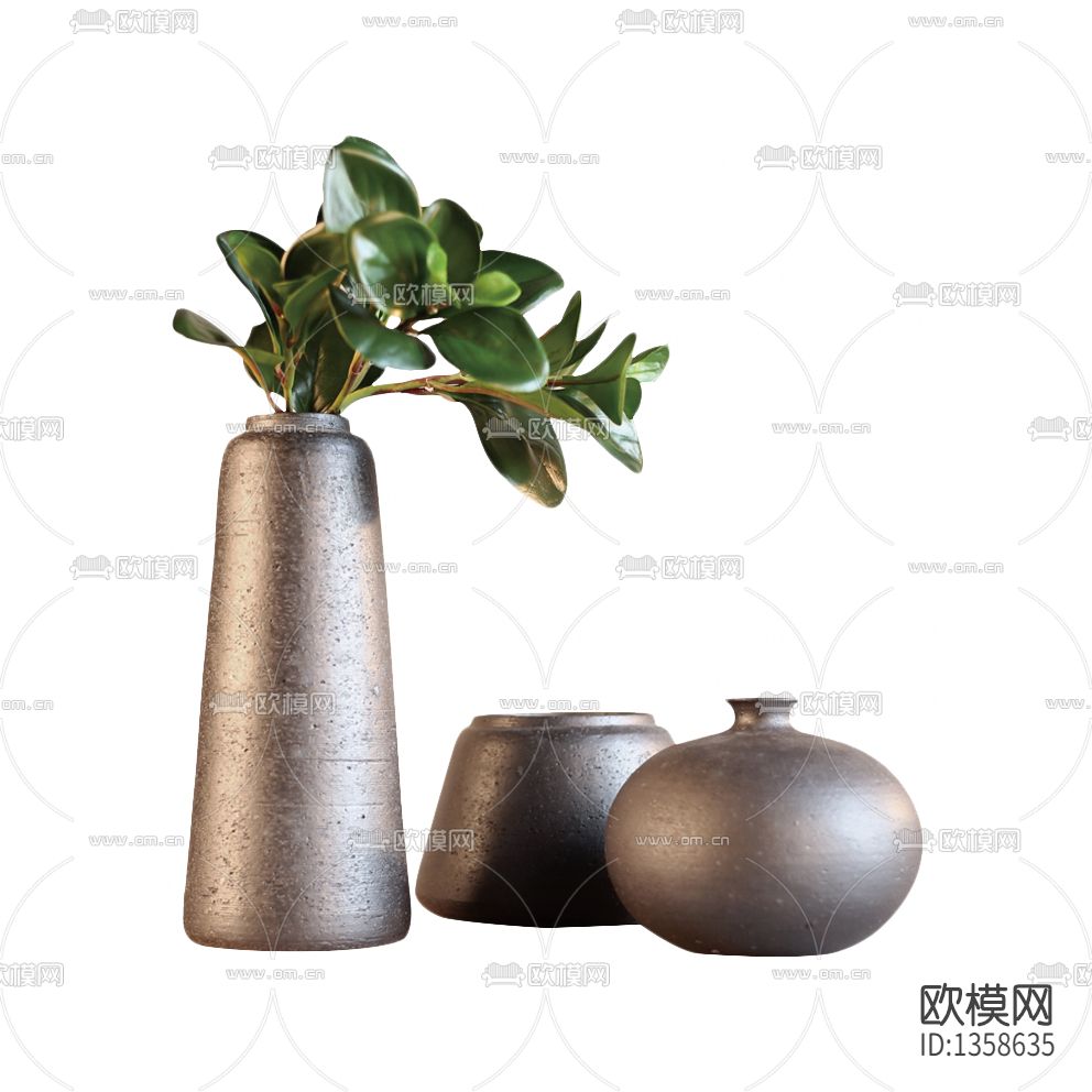 新中式禅意陶瓷花瓶摆放绿植下载