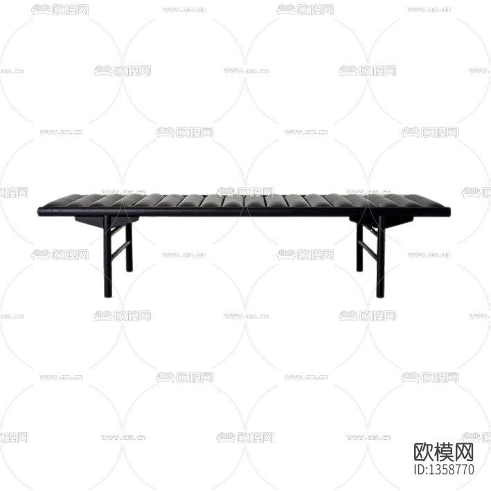 新中式禅意实木皮革床尾凳