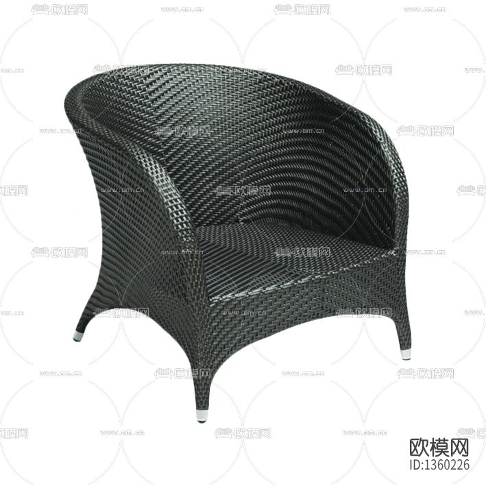 现代简约藤编单人户外沙发