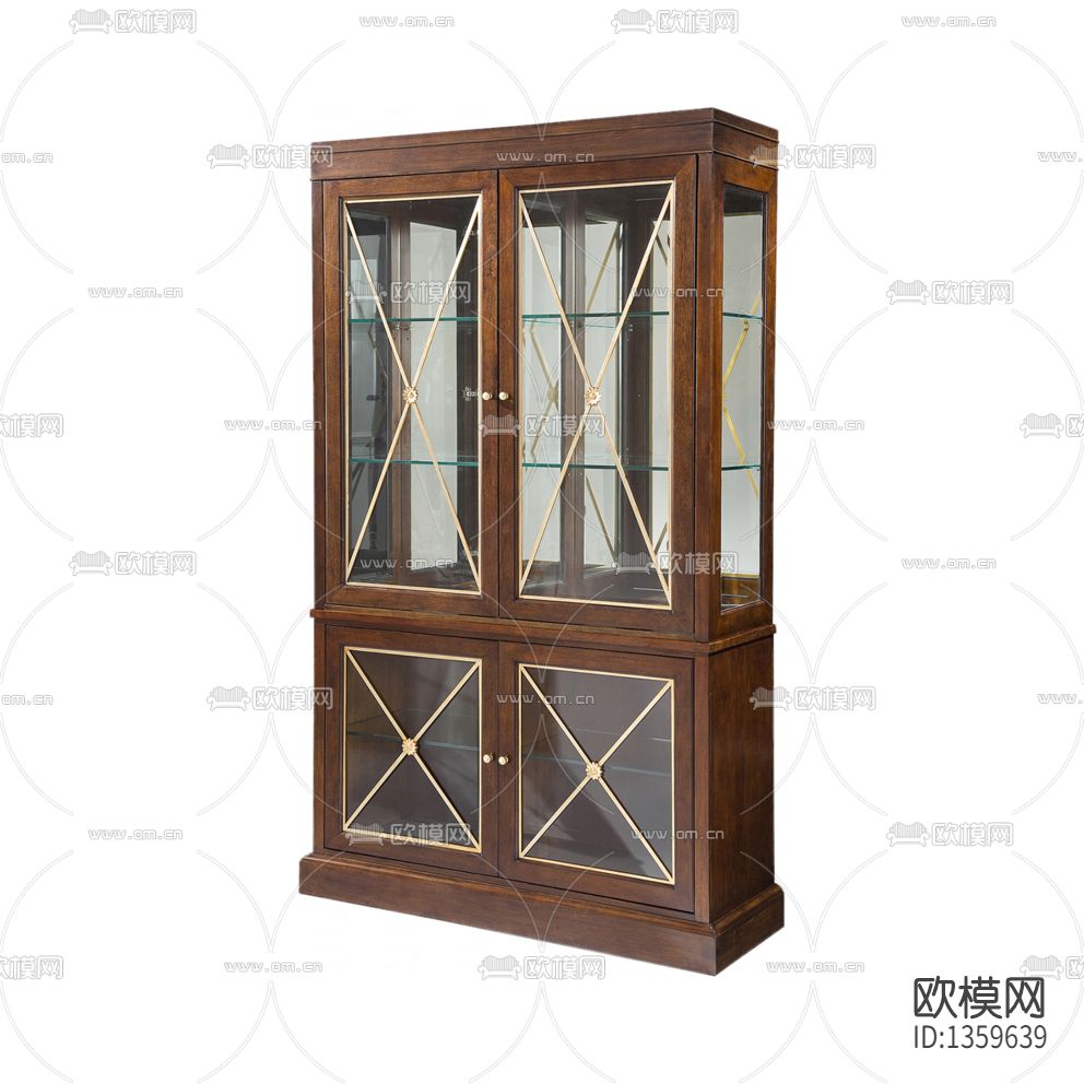 美式轻奢实木不锈钢展柜下载（渲染图2）