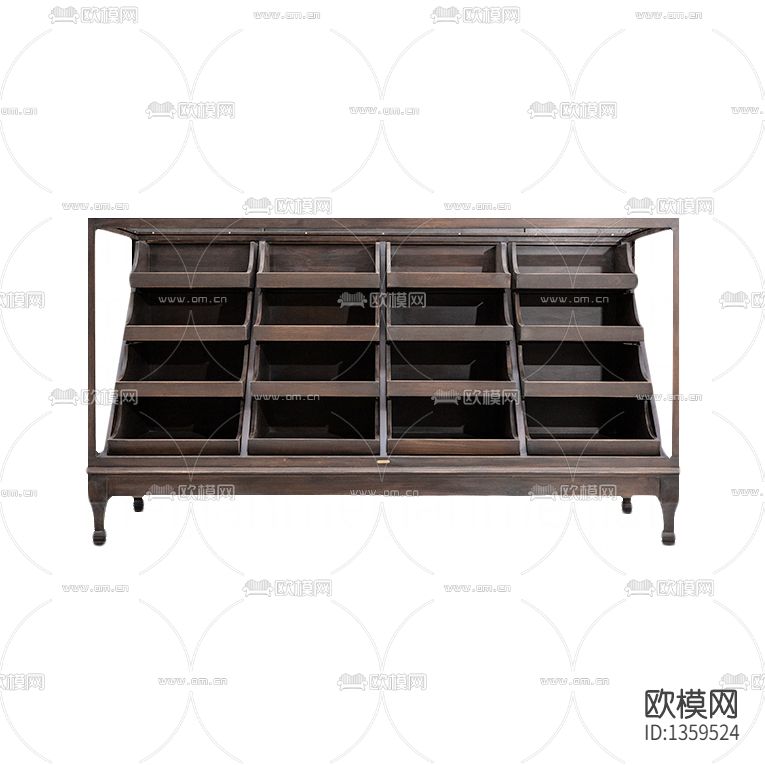 美式复古实木多层实木珠宝展柜下载（渲染图2）