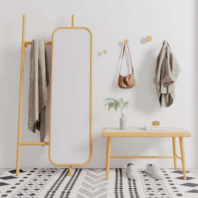  北欧穿衣镜换鞋凳su模型 